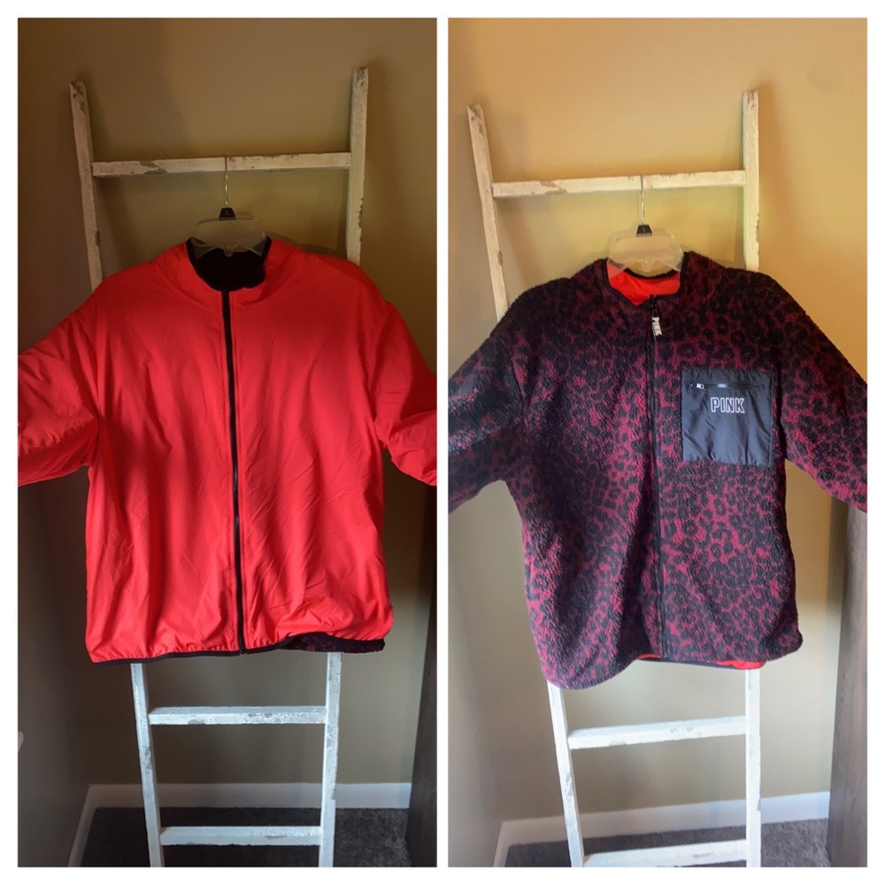 Reversible PINK jacket (leopard/bright coral).